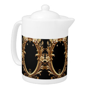 Golden Floral Ornate Teapot
