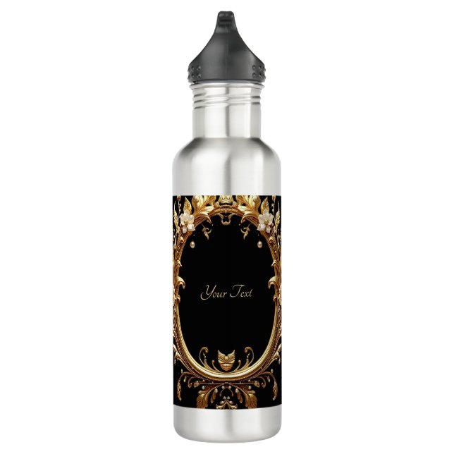 Golden Floral Ornate Water Bottle (Right)