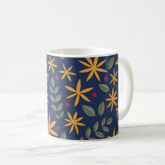 Golden Floral Pattern Botanical Design Coffee Mug