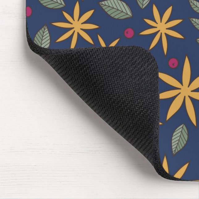 Golden Floral Pattern Botanical Design Mouse Pad (Corner)