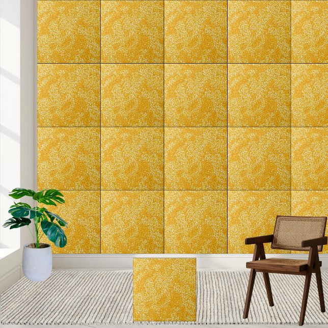 Golden Floral Pattern Ceramic Tile Style 2 (Golden Floral Pattern Ceramic Tile Style 2)