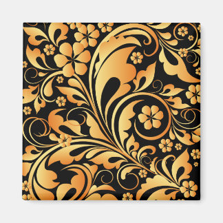 golden floral pattern magnet