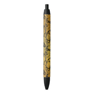 Golden Floral Pattern Oriental Flower Pen