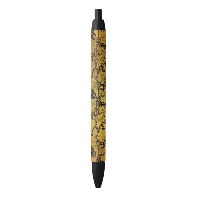 Golden Floral Pattern Oriental Flower Pen (Front Vertical)