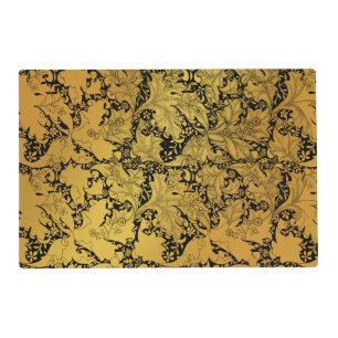 Golden Floral Pattern Oriental Flower Placemat