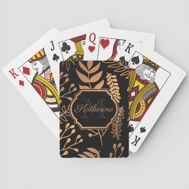 Golden Floral Pattern Poker Cards (Back)