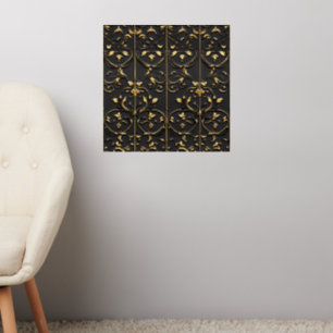 Golden Floral Pattern Wall Decal