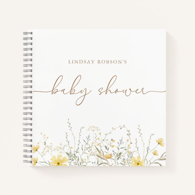 Golden Floral | Personalized Shower Guest Book (Front)