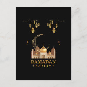 Golden Floral Ramadan Kareem Celebration Postcard