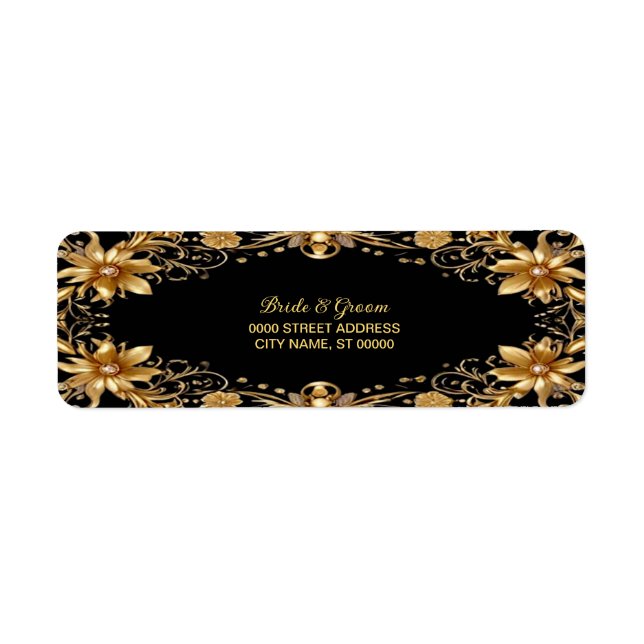 Golden Floral Return Address Label (Front)