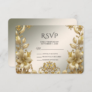 Golden Floral RSVP Card