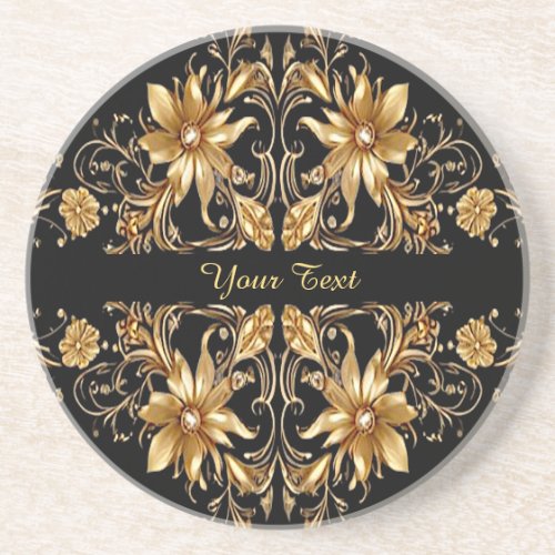 Golden Floral Sandstone Coaster