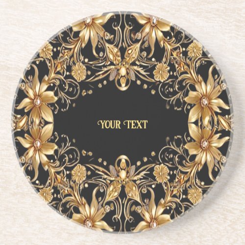 Golden Floral Sandstone Coaster