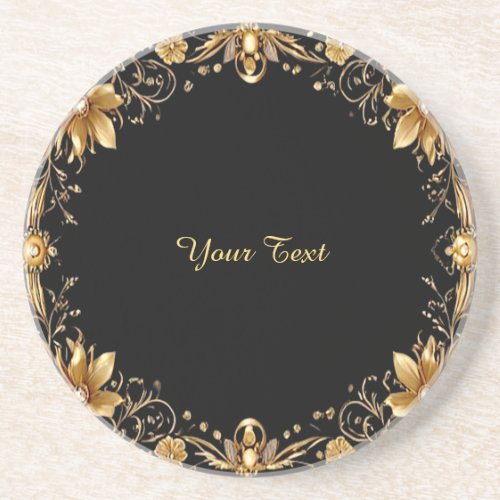 Golden Floral Sandstone Coaster