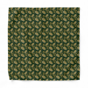 Golden Floral Seamless Pattern Elegant Botanical Bandana