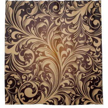 Golden Floral Shower Curtain by GiftStation at Zazzle