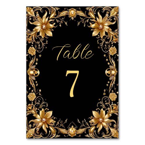 Golden Floral Table Number