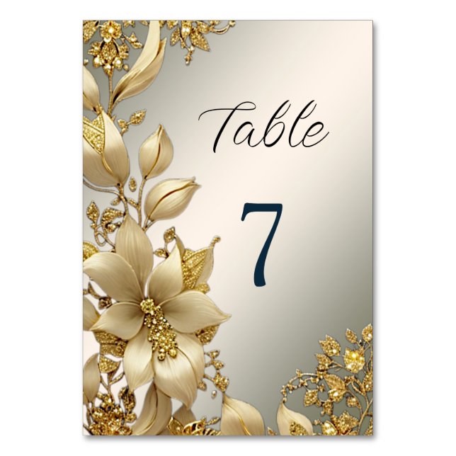 Golden Floral Table Number (Front)