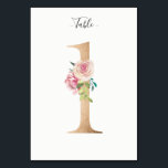 Golden Floral Table Number Card<br><div class="desc">Golden number with soft pastel floral embelishment table number card. Personalize text font style,  size,  and color.</div>