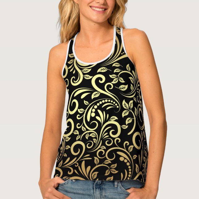 golden floral  tank top (Front)