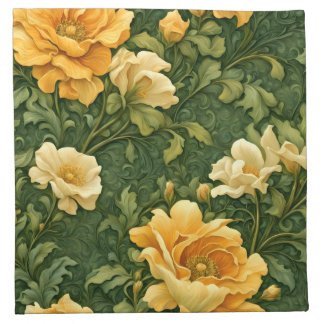 Golden Floral Tapestry Cloth Napkin