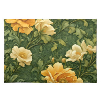 Golden Floral Tapestry Cloth Placemat