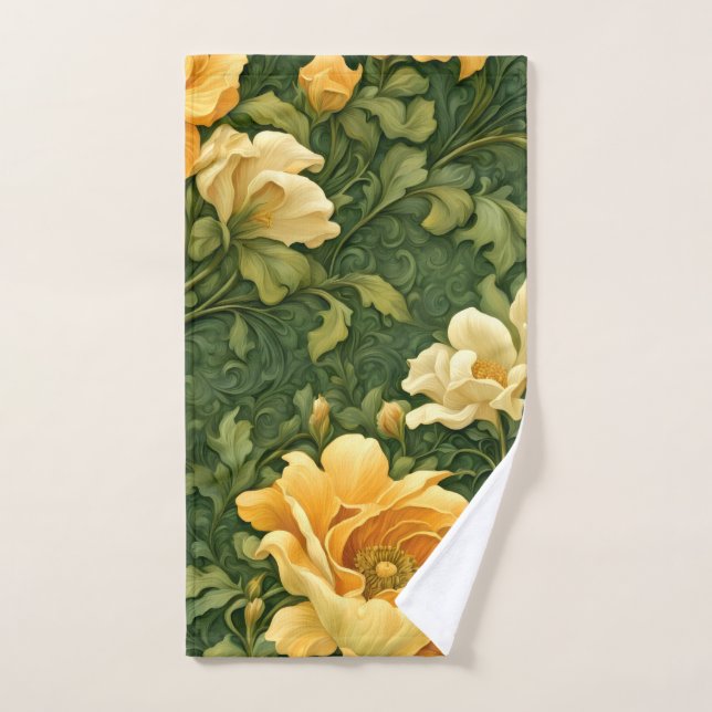 Golden Floral Tapestry Towel (Hand Towel)