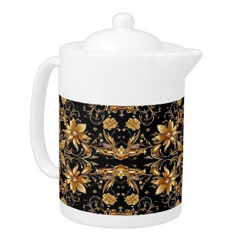 Golden Floral Teapot