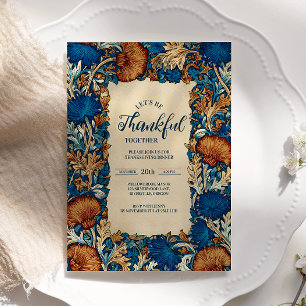 Golden Floral Thanksgiving Celebration Invitation