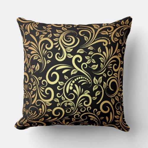 golden floral throw pillow