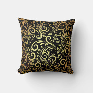 golden floral  throw pillow