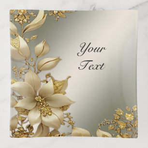 Golden Floral Trinket Tray
