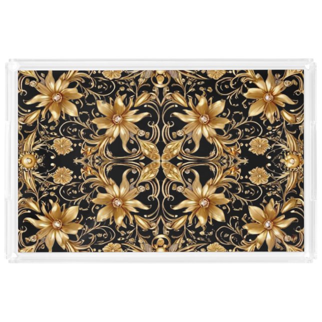 Golden Floral Vanity Tray (Front)