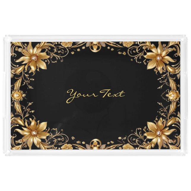 Golden Floral Vanity Tray (Front)