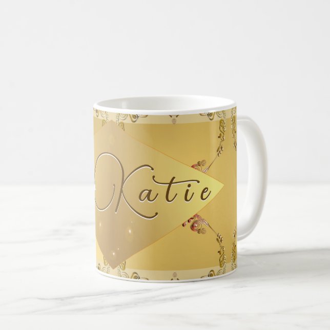 Golden Floral w/Name Mug (Front Right)