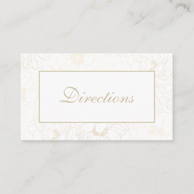 Golden Floral Wedding Directions Enclosure Card (Front)