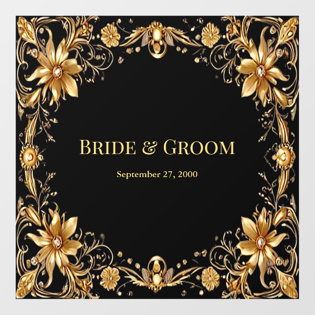 Golden Floral Wedding Floor Decal (Front)