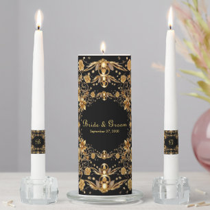 Golden Floral Wedding Unity Candle Set