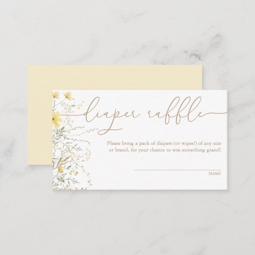 Golden Floral  Wildflower Diaper Raffle  Enclosure Card