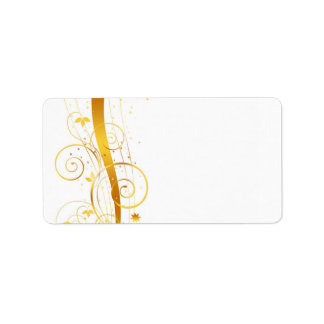 Golden florals christmas decor label