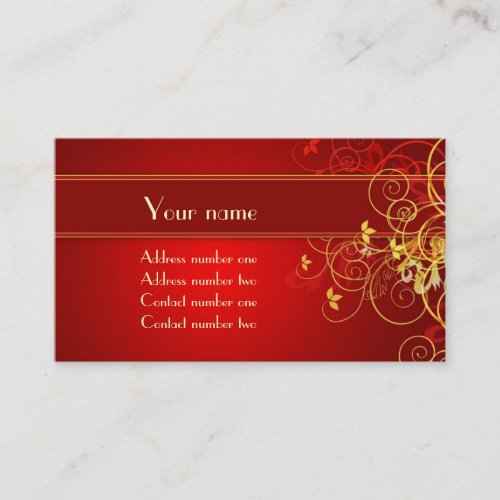 Golden florals profile card business card template