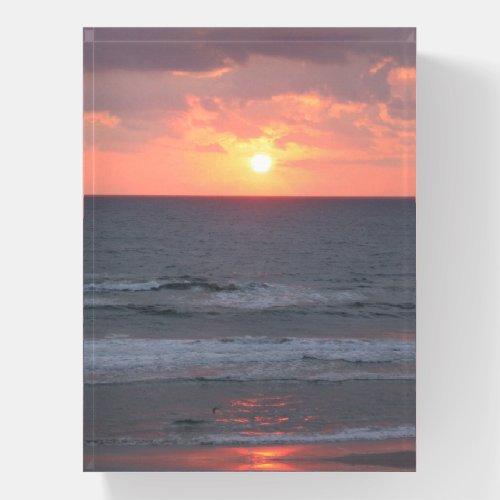 Golden Florida Sunrise Over Ocean Paperweight