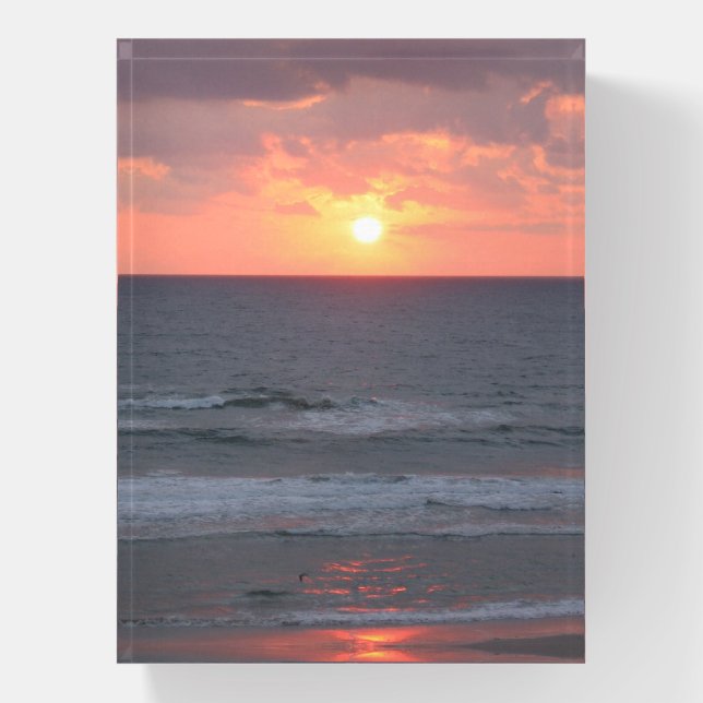Golden Florida Sunrise Over Ocean Paperweight (Vertical)