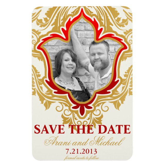 Golden Flourishes Photo Save the Date Magnets (Vertical)