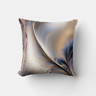 Golden Flow - Abstract Blue and Gold Fluid Art Throw Pillow