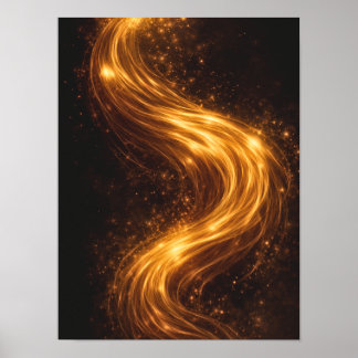 Golden Flow Dark Abstract Wall Art – Luxury Gold