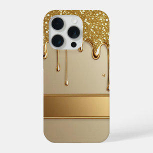 ✨ Golden Flow Luxe Glitter Frame Dripping 💎🌟 iPhone 15 Pro Case