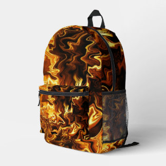 Golden Flow – Molten Energy Art Printed Backpack