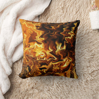 Golden Flow – Molten Energy Art Throw Pillow