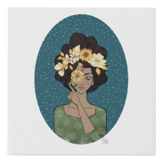 Golden Flower Crown Faux Canvas Print